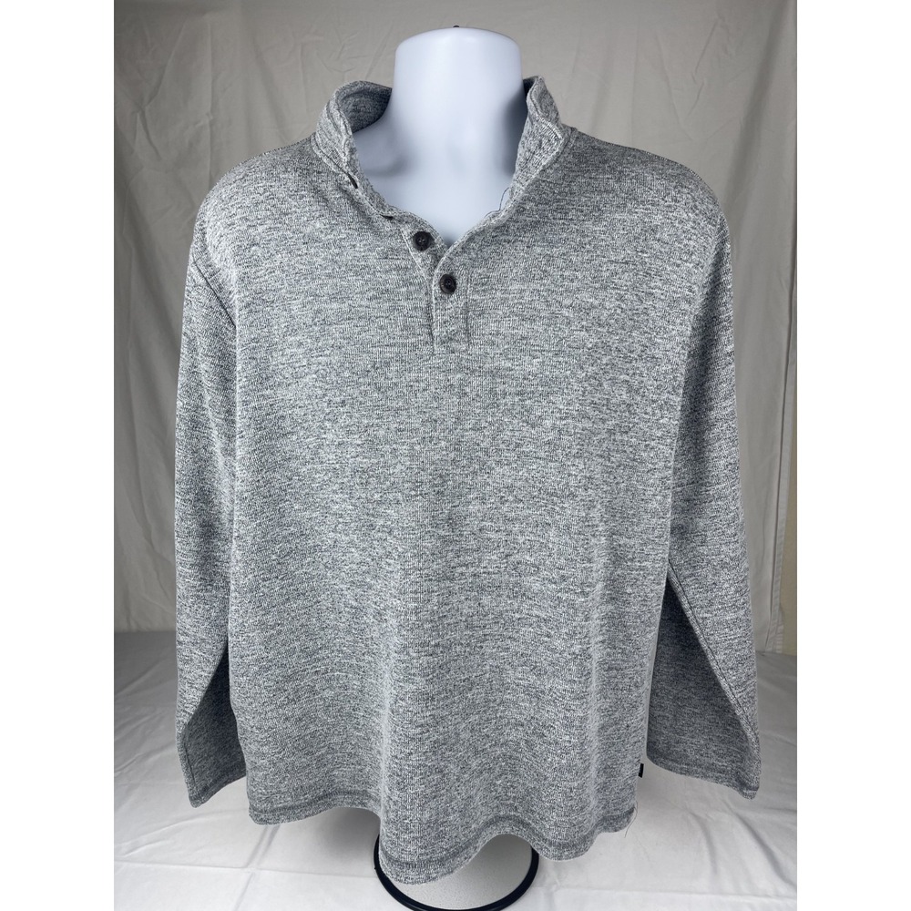 GAP MENS XL GREY PULLOVER SWEATER‎ FLEECE HENLEY MOCK NECK CASUAL SOFT STRETCH